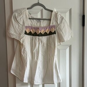 Madewell Cream Blouse with Pastel Accents